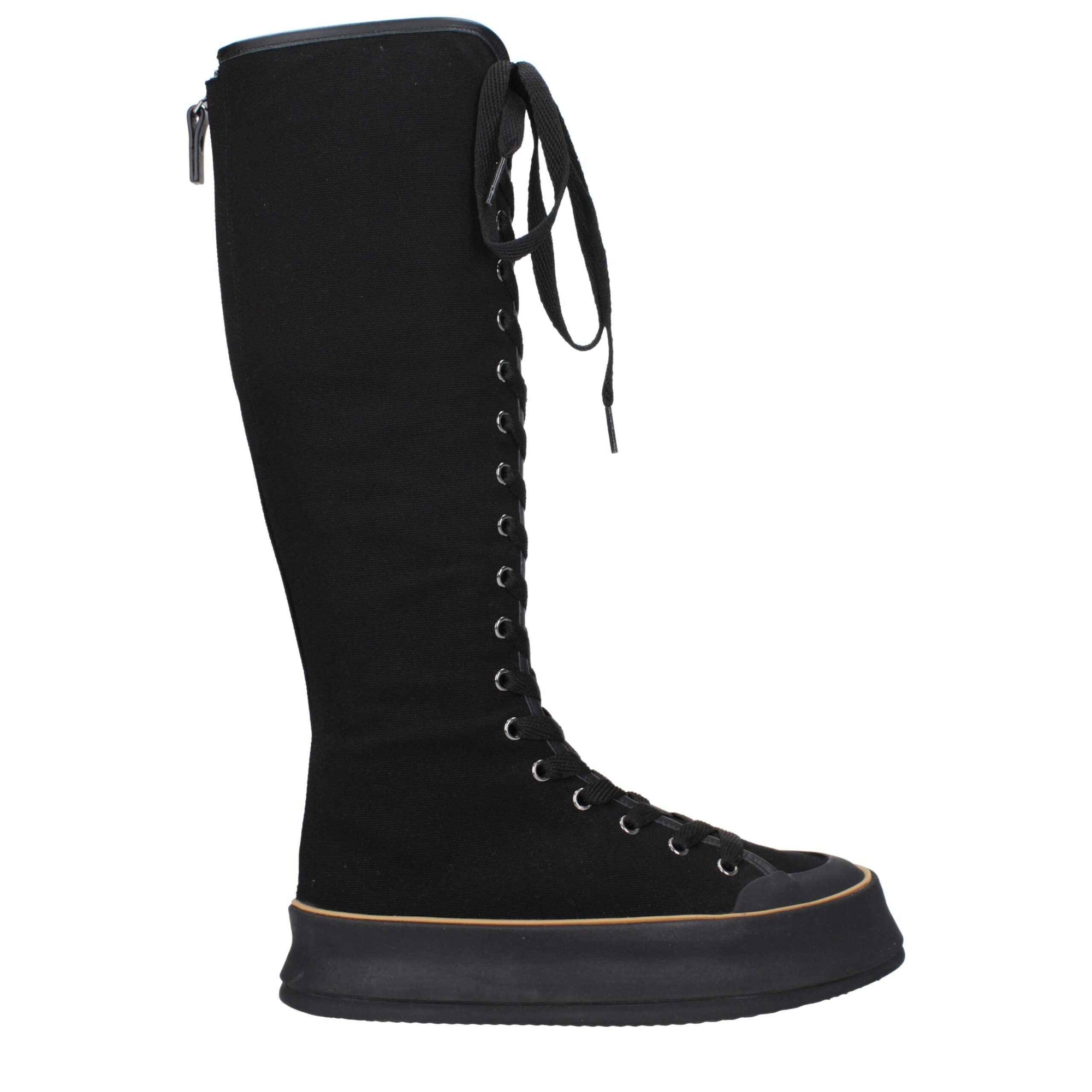 Max Mara Black Fabric Lace-Up Boots