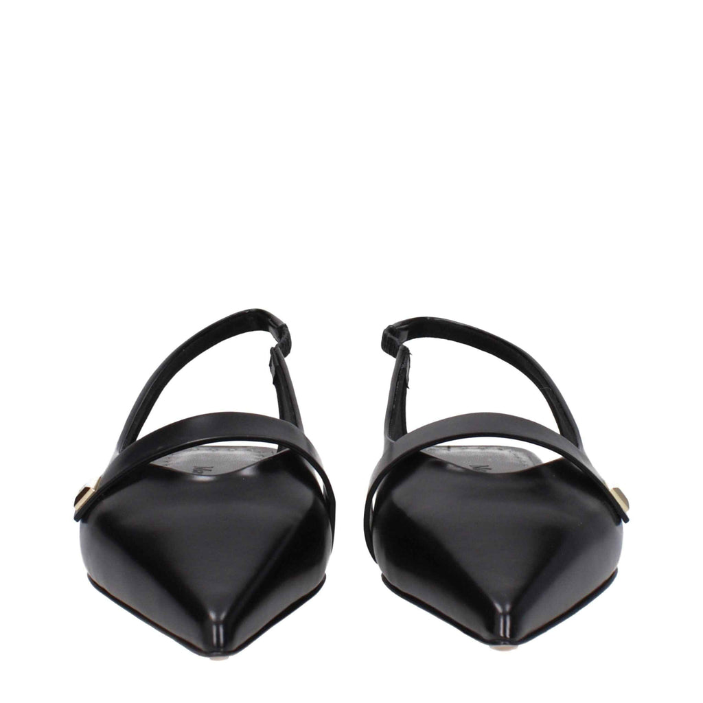 Max Mara Black Leather Ballet Flats