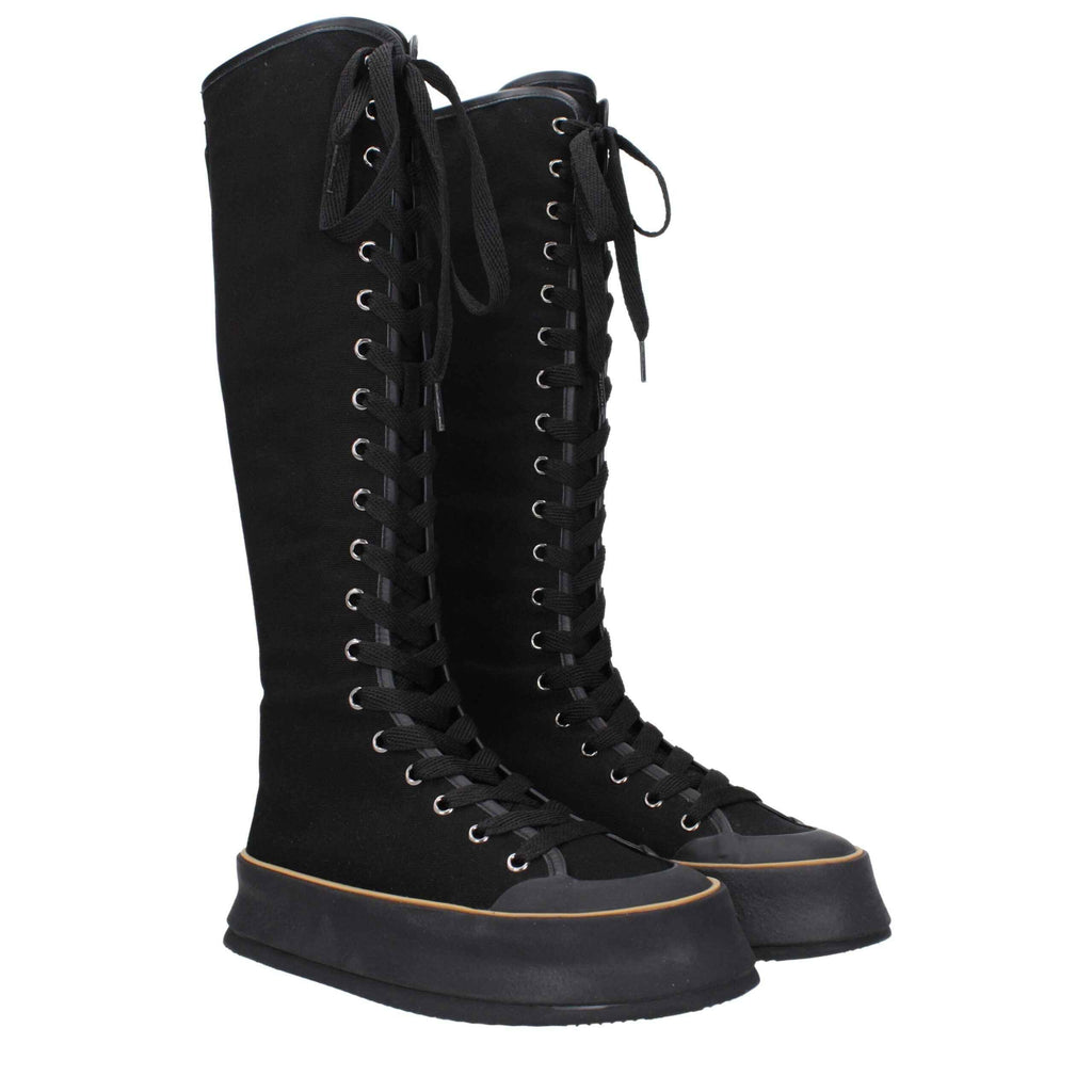 Max Mara Black Fabric Lace-Up Boots