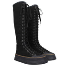 Max Mara Black Fabric Lace-Up Boots