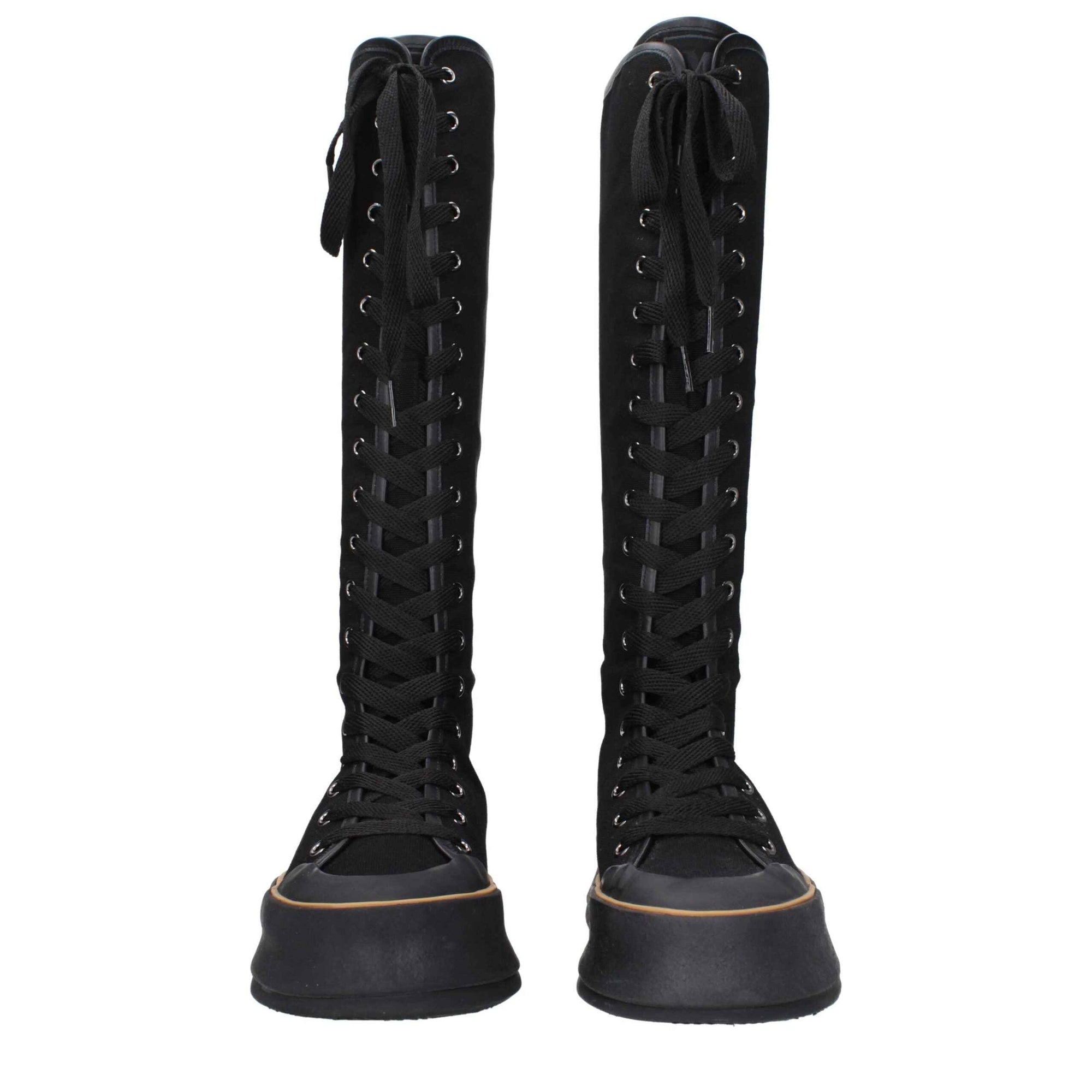 Max Mara Black Fabric Lace-Up Boots