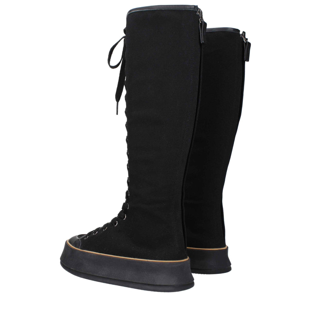 Max Mara Black Fabric Lace-Up Boots