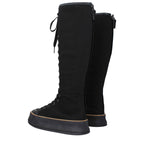 Max Mara Black Fabric Lace-Up Boots