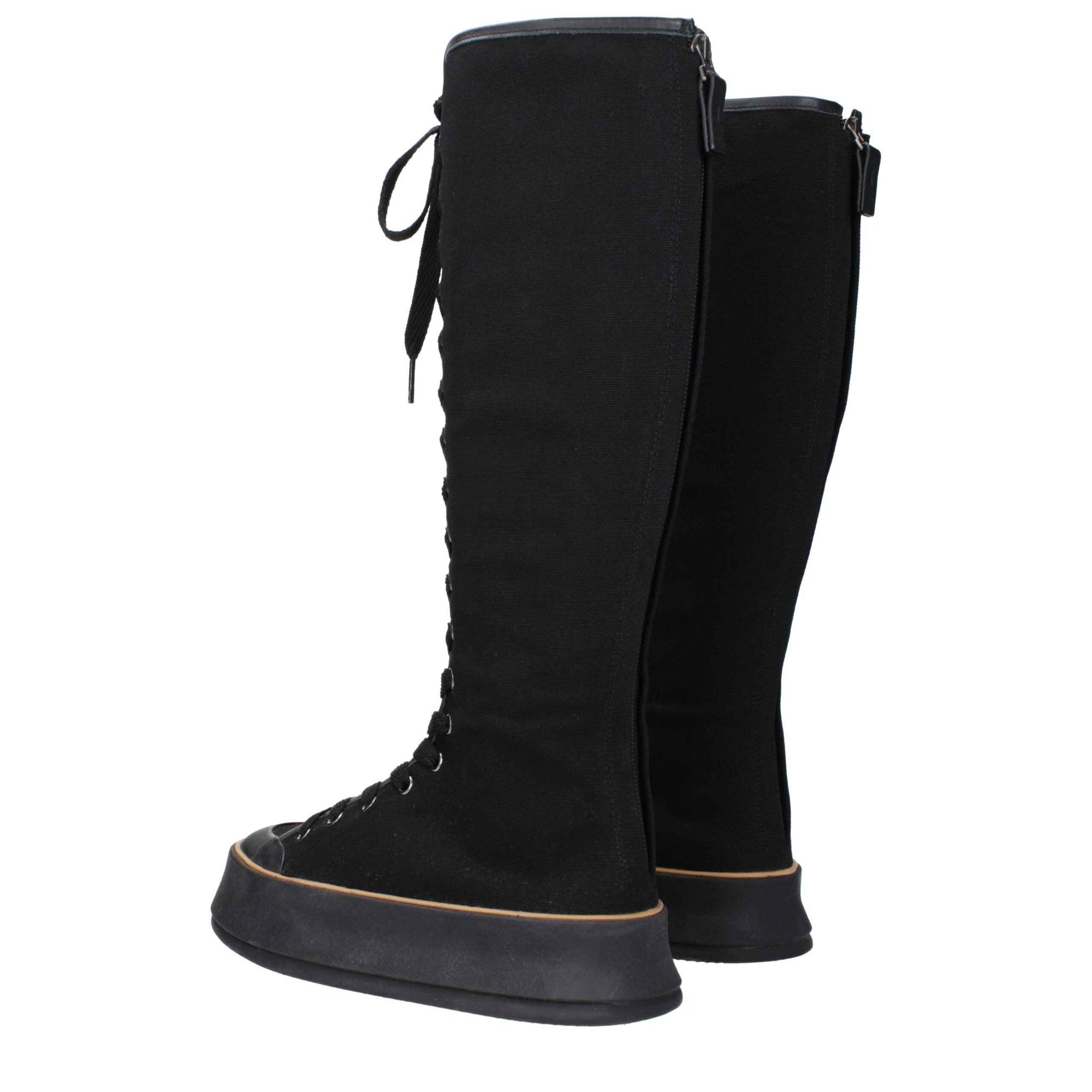 Max Mara Black Fabric Lace-Up Boots