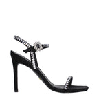 Stuart Weitzman Black Satin Stiletto Heel Sandals