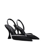 Stuart Weitzman Black Satin Stiletto Heel Sandals