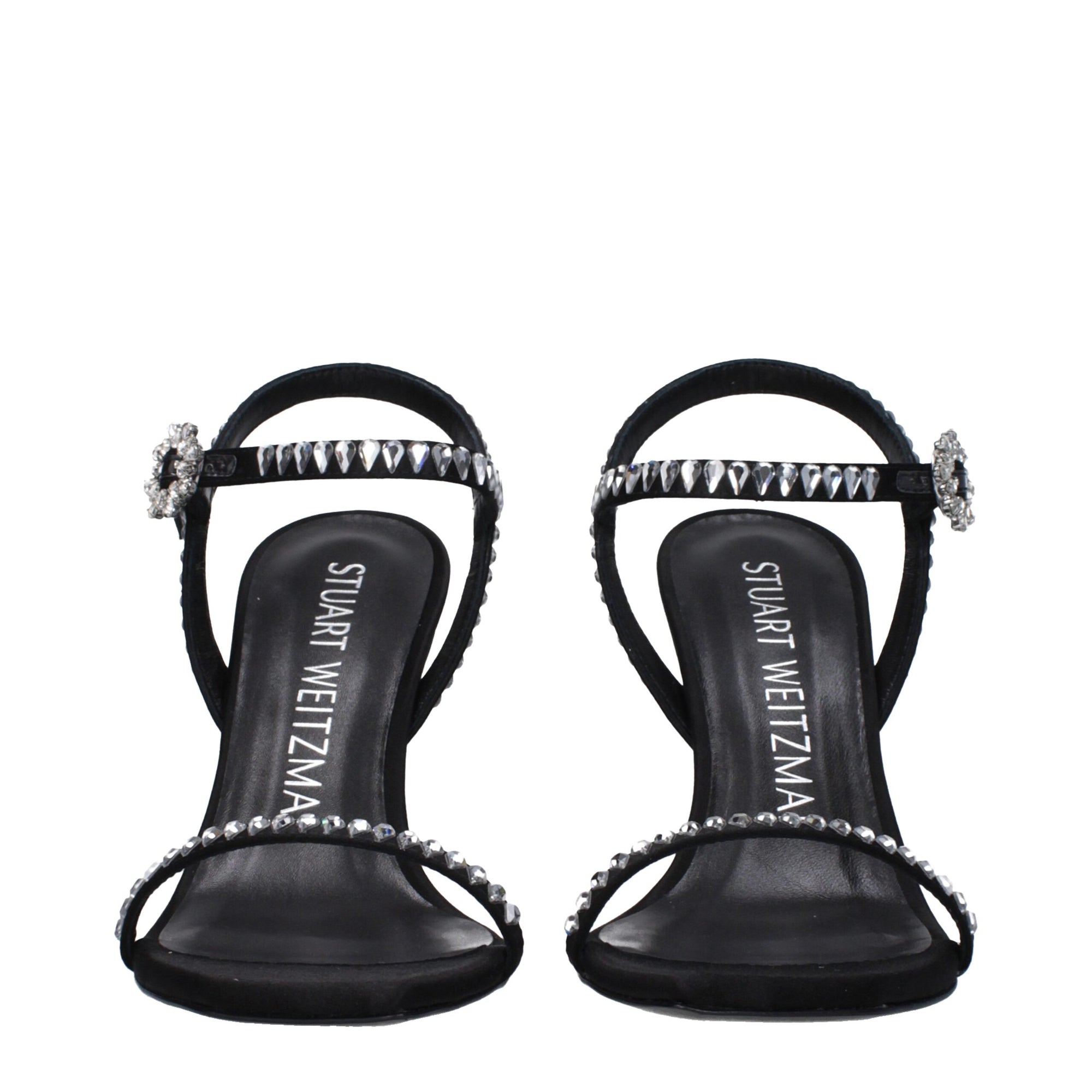 Stuart Weitzman Black Satin Stiletto Heels Sandals