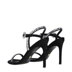 Stuart Weitzman Black Satin Stiletto Heel Sandals