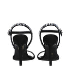 Stuart Weitzman Black Satin Stiletto Heel Sandals