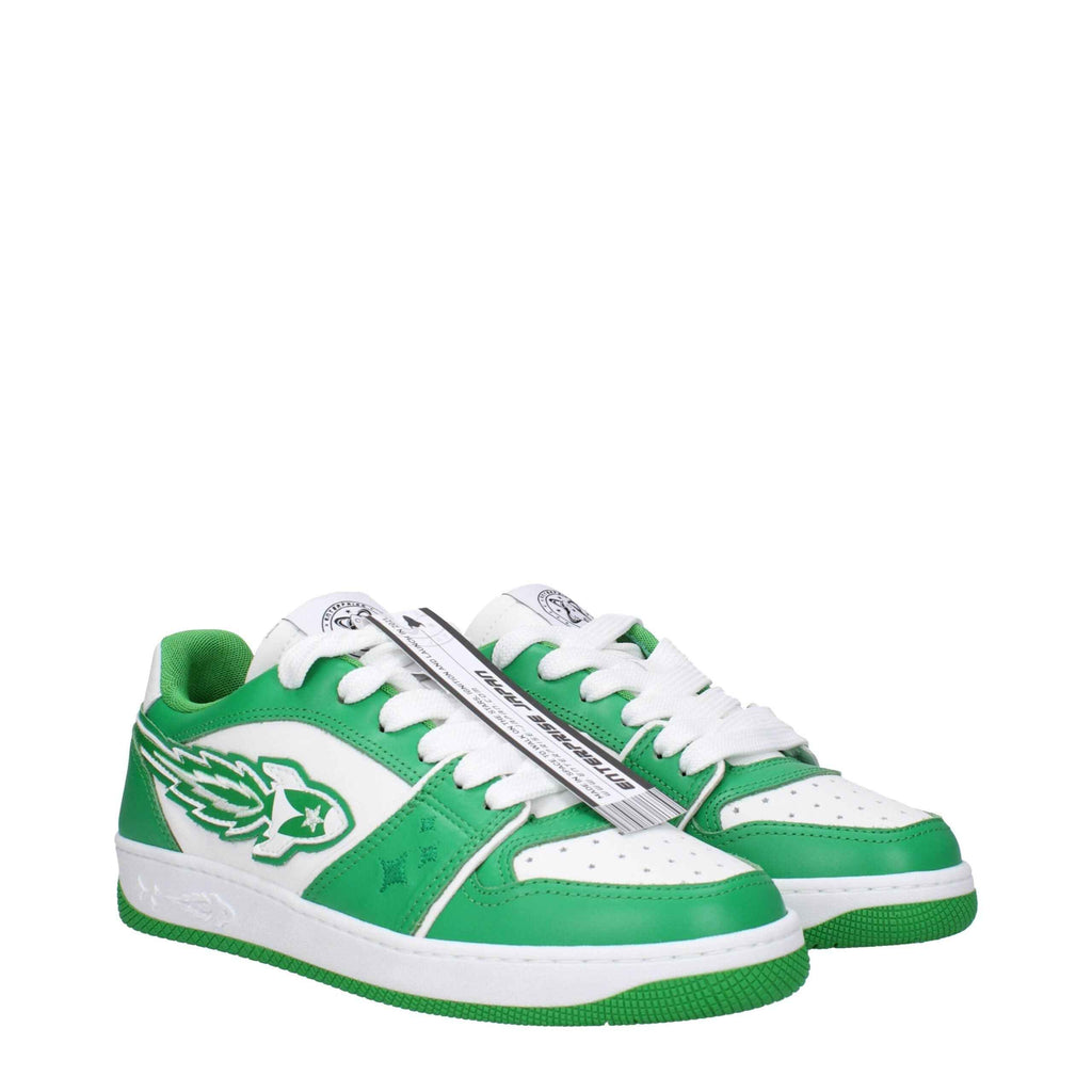 Enterprise Japan Green Leather Low Top Sneakers