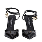 Dolce & Gabbana Black Leather Stiletto Heel Sandals