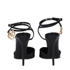 Dolce & Gabbana Black Leather Stiletto Heel Sandals