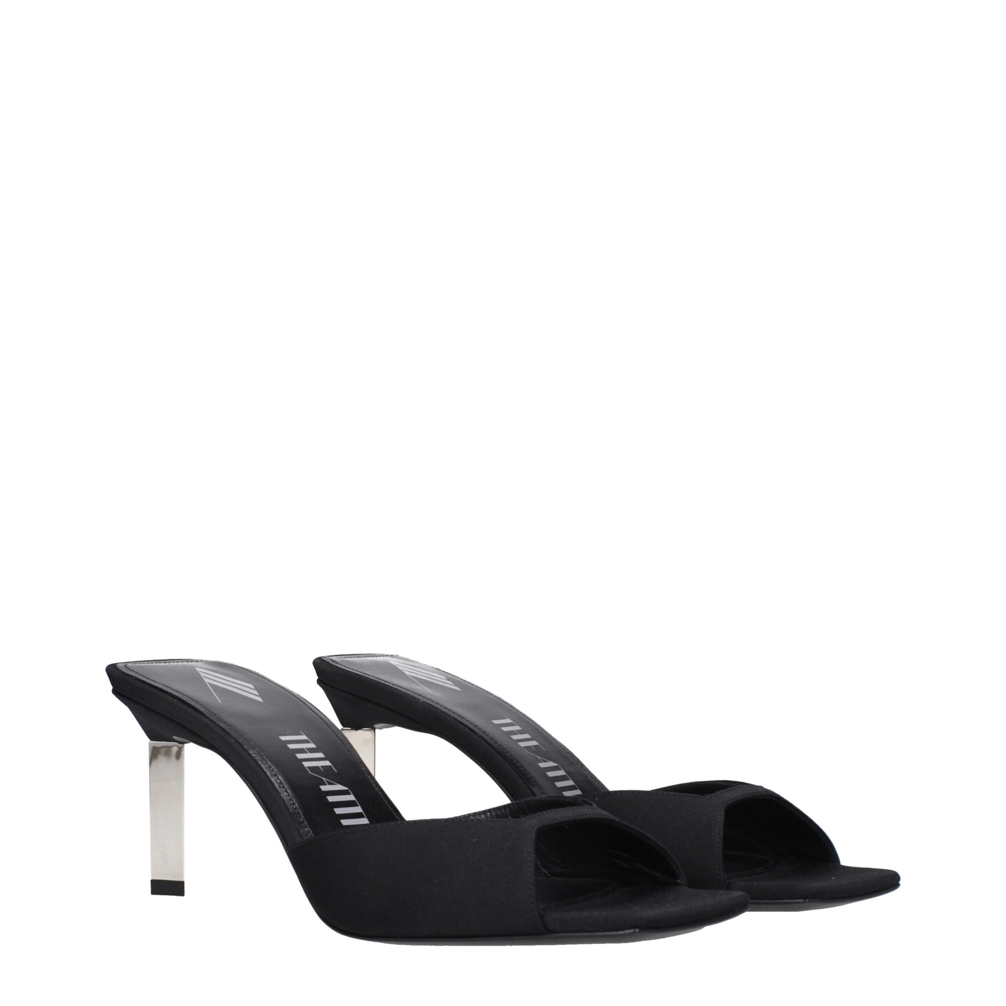 The Attico Black Satin Stiletto Heel Sandals