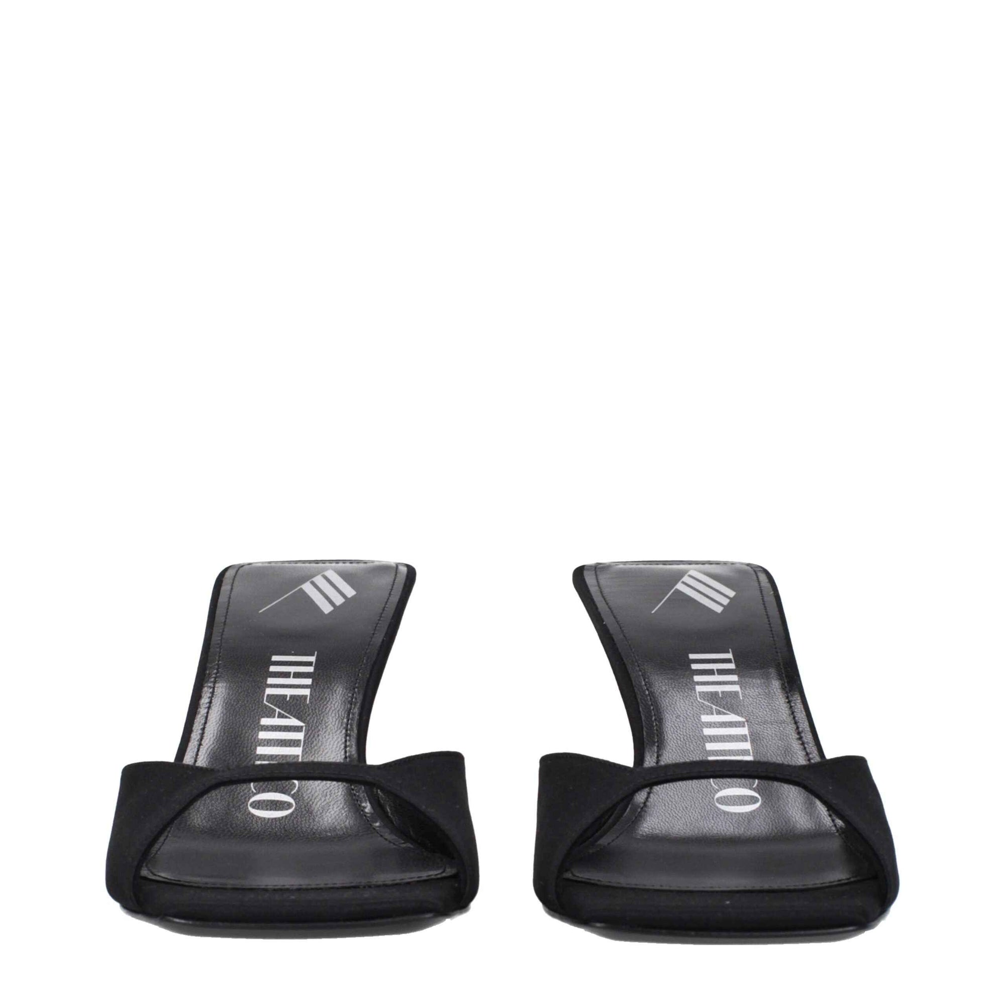 The Attico Black Satin Stiletto Heel Sandals