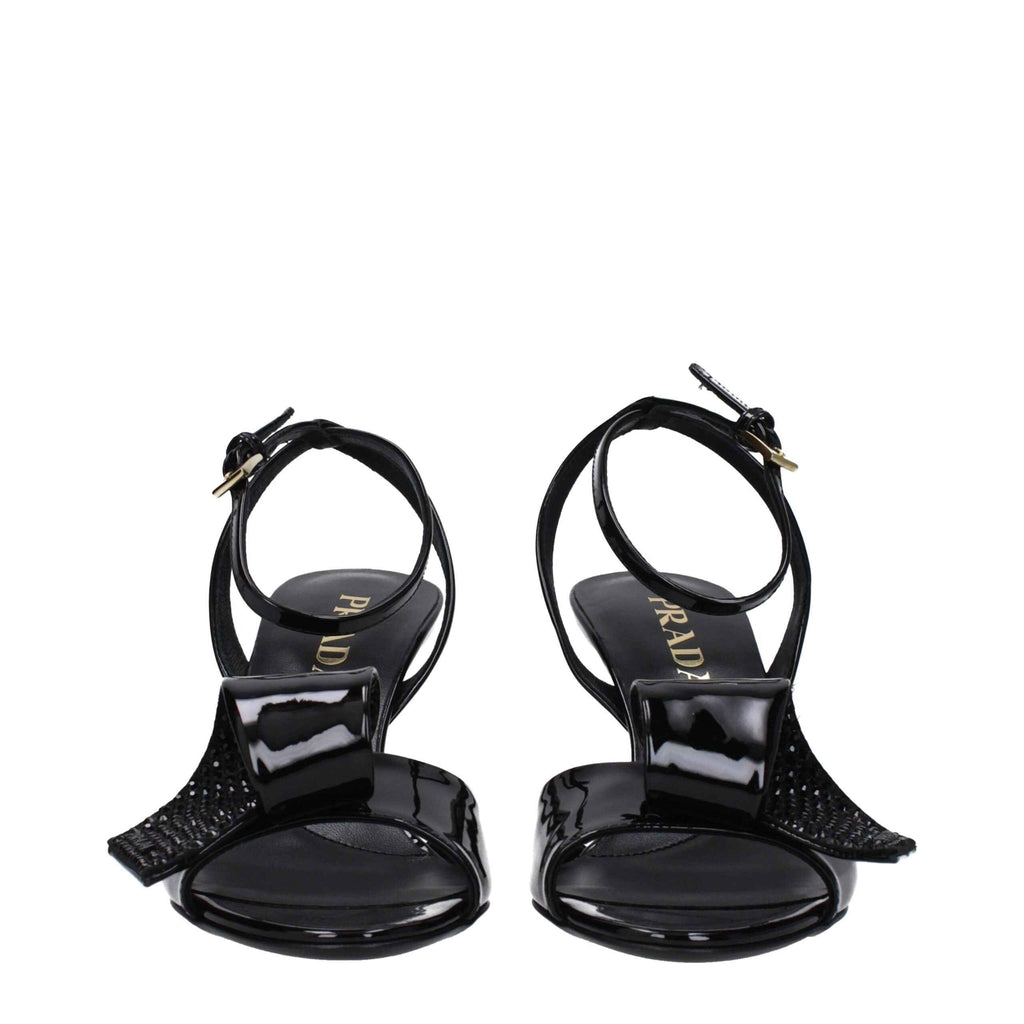 Prada Black Leather Stiletto Heel Sandals