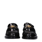 Versace Black Leather Slip-On Loafers
