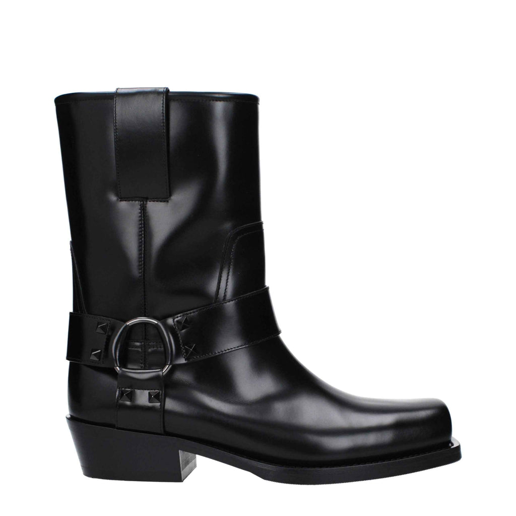 Valentino Garavani Black Leather Ankle Boots