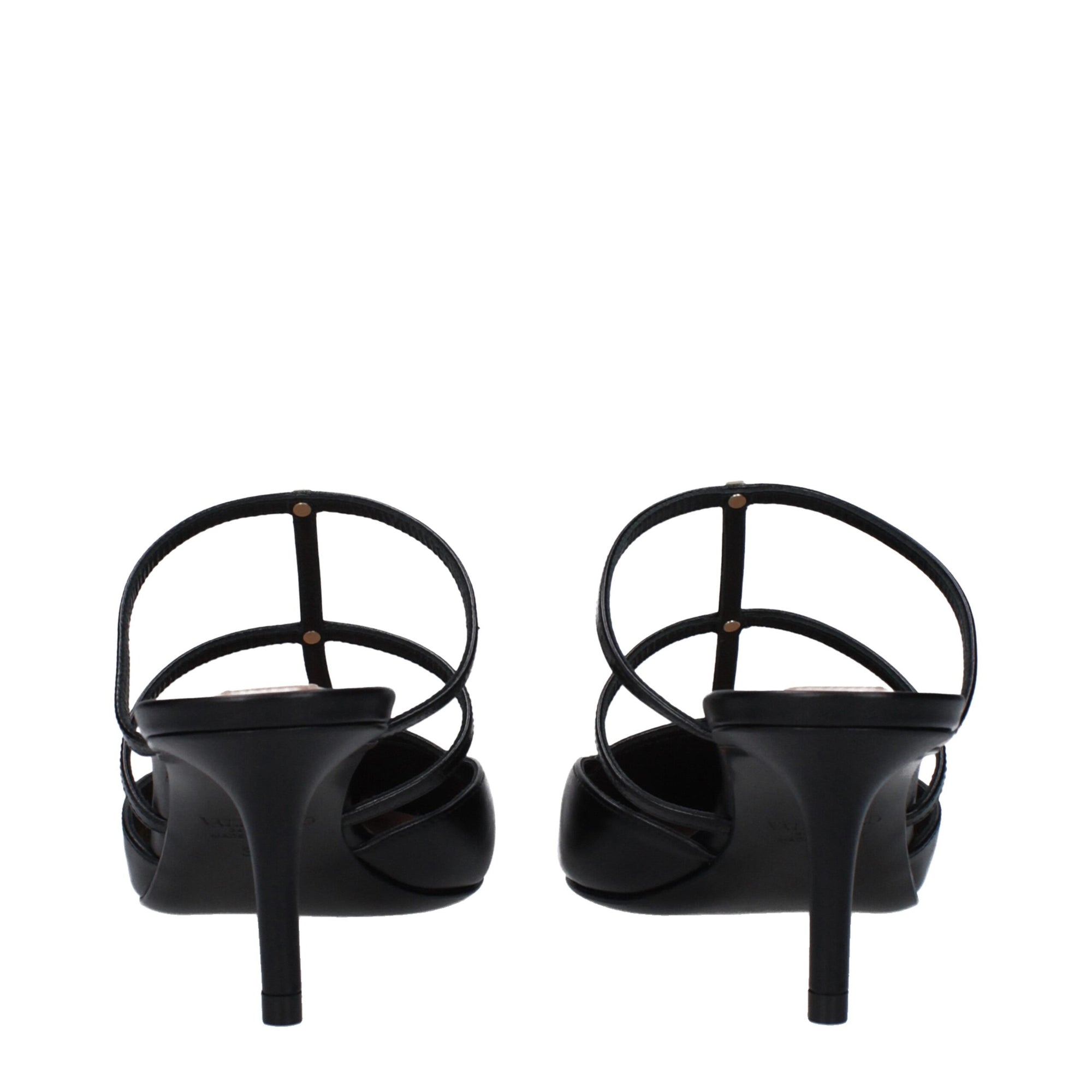 Valentino Garavani Black Leather Flat Sandals