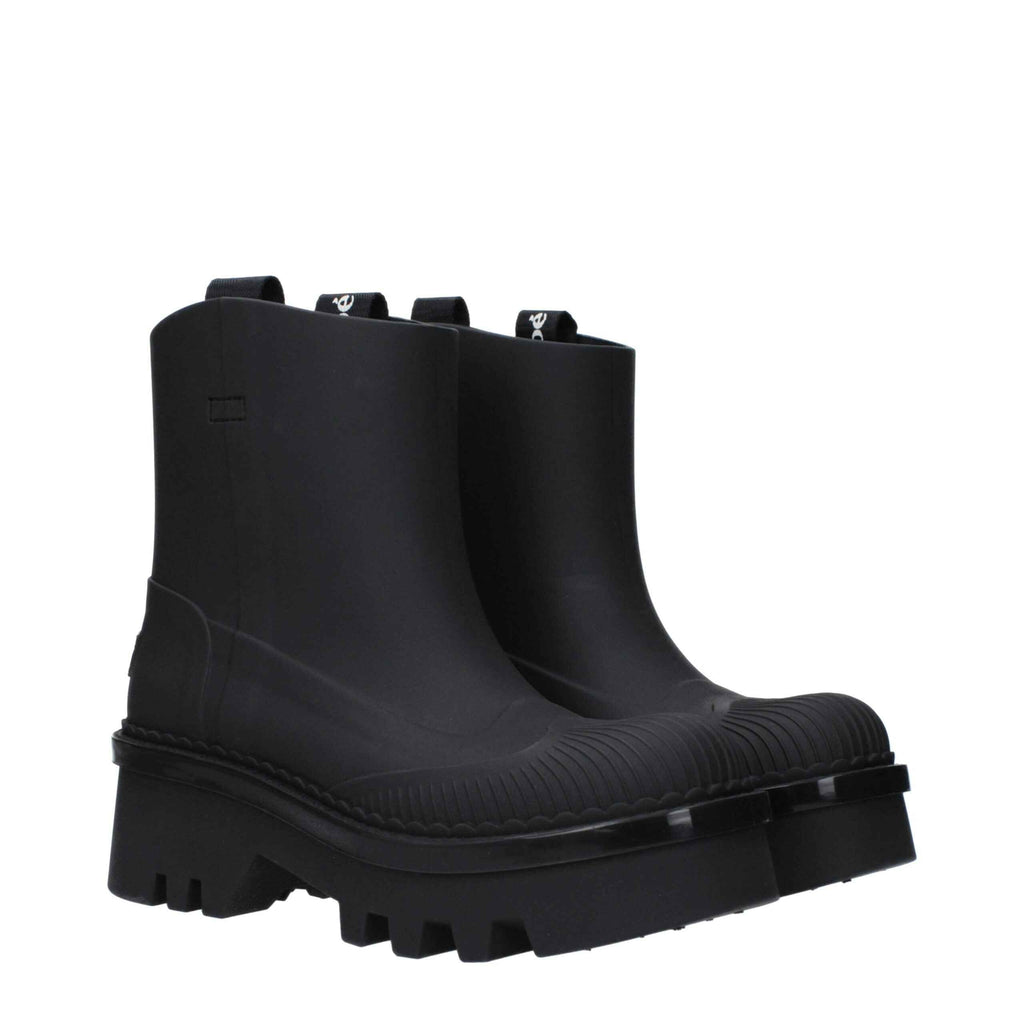 Chloé Black Cotton Ankle Boots