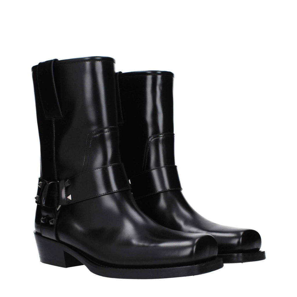 Valentino Garavani Black Leather Ankle Boots