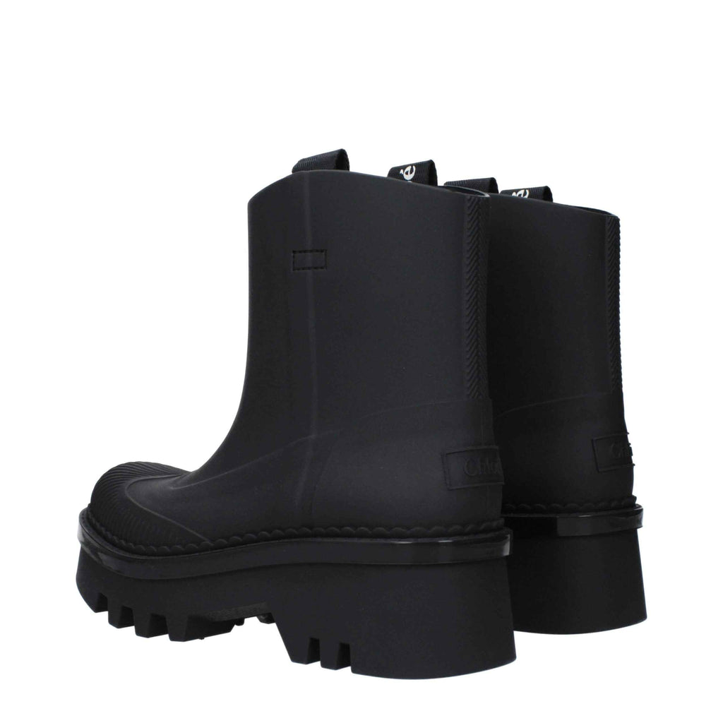 Chloé Black Cotton Ankle Boots