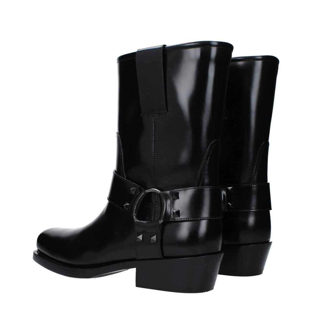 Valentino Garavani Black Leather Ankle Boots