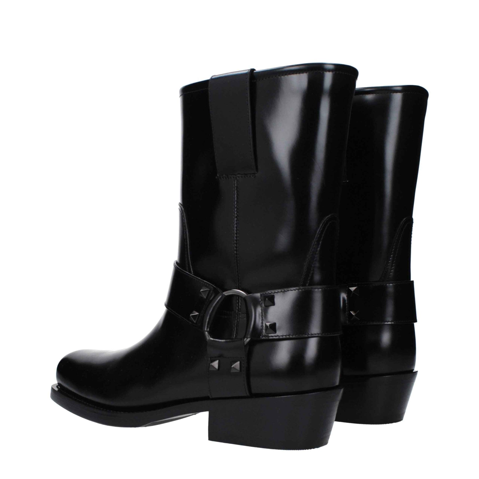 Valentino Garavani Black Leather Ankle Boots
