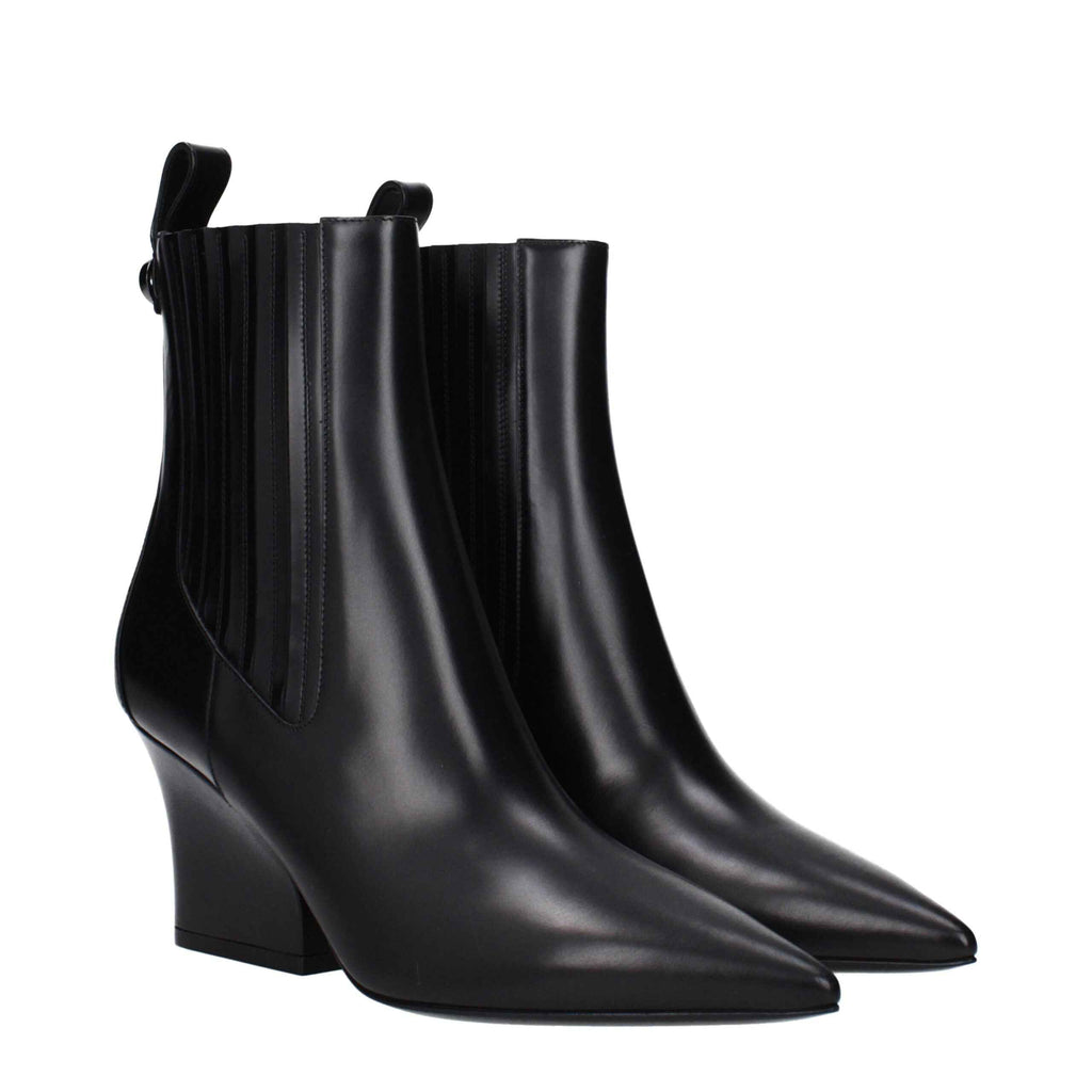 Valentino Garavani Black Leather Ankle Boots