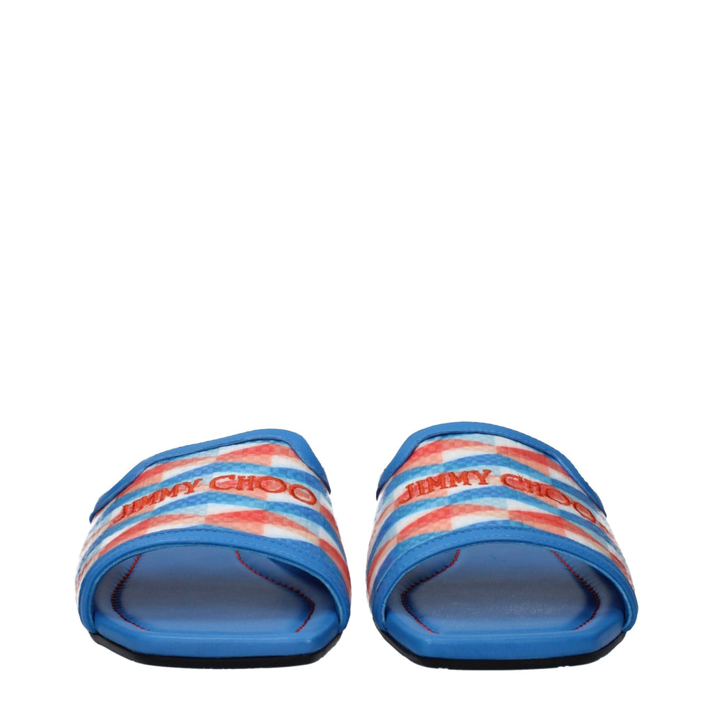 Jimmy Choo Light Blue Fabric Slippers Sandals