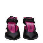 The Attico Black Leather Stiletto Heel Sandals