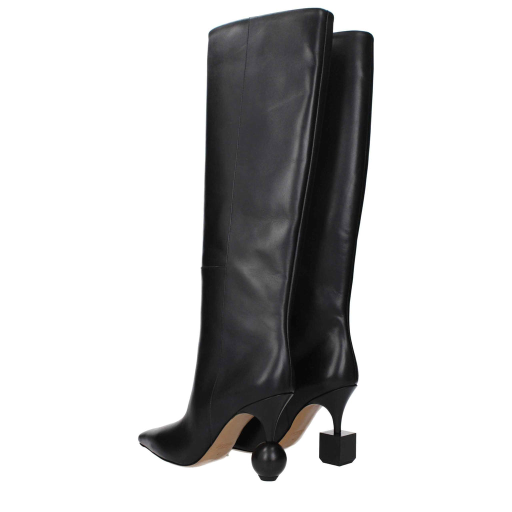 Jacquemus Black Leather High Heel Boots