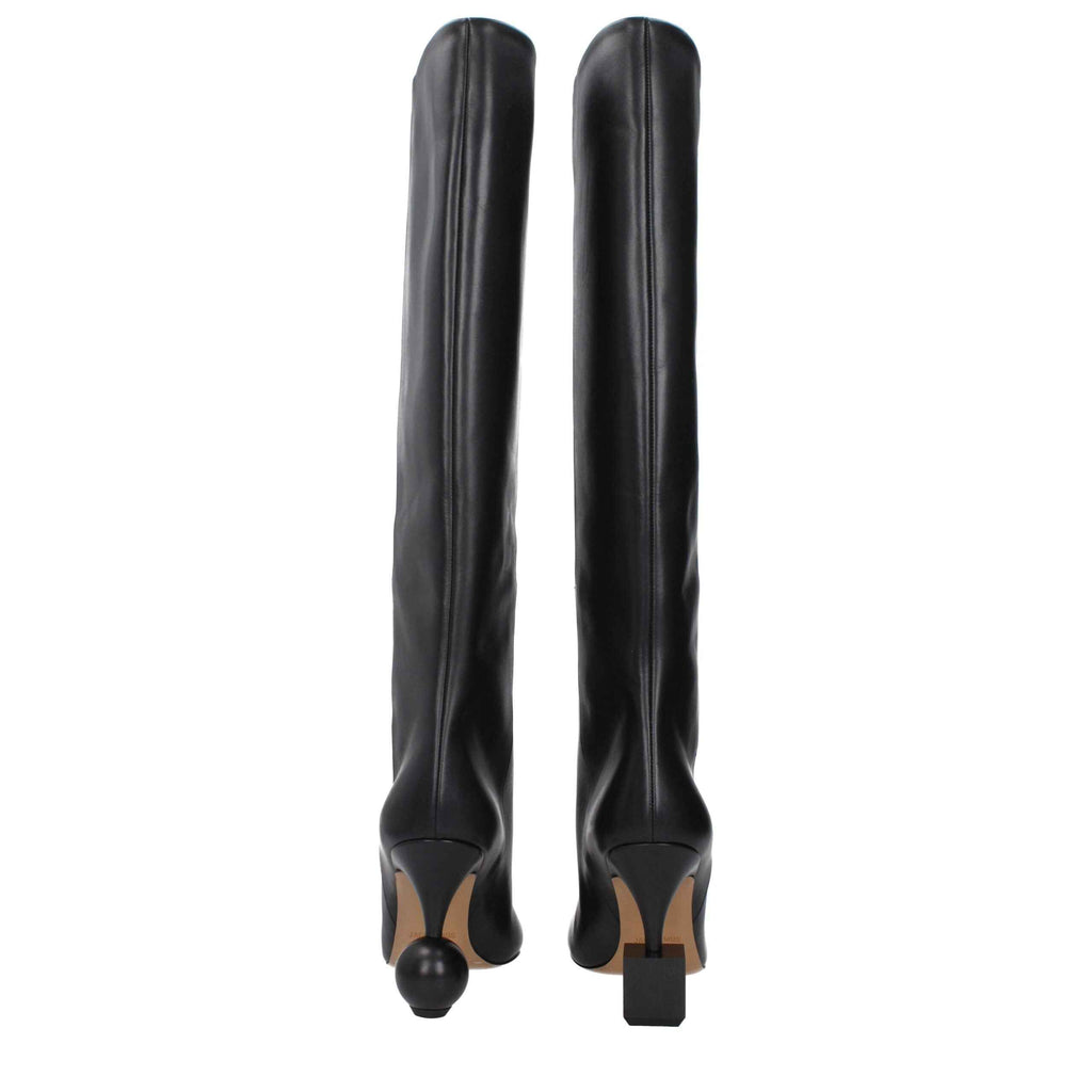 Jacquemus Black Leather High Heel Boots