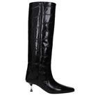 Paris Texas Black Leather High Heel Boots