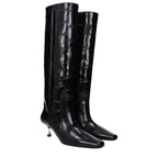 Paris Texas Black Leather High Heel Boots