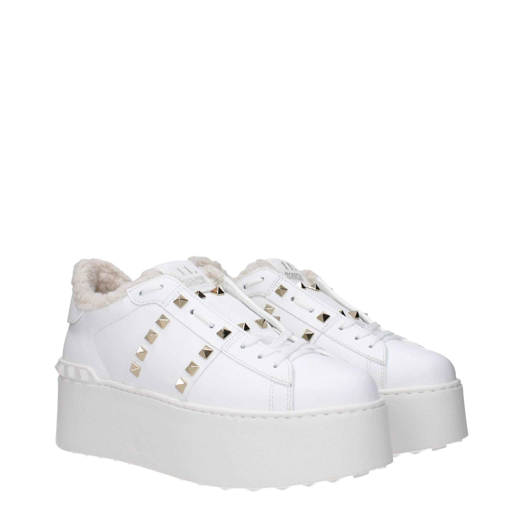 Valentino Garavani White Leather Platform Sneakers