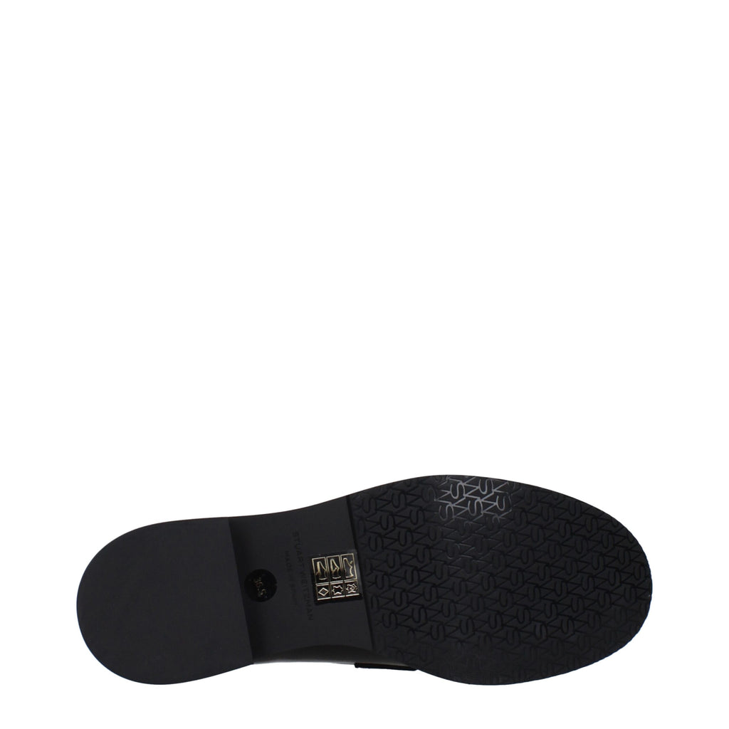 Stuart Weitzman Black Leather Slip-On Loafers