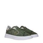 Philippe Model Green Leather Low Top Sneakers