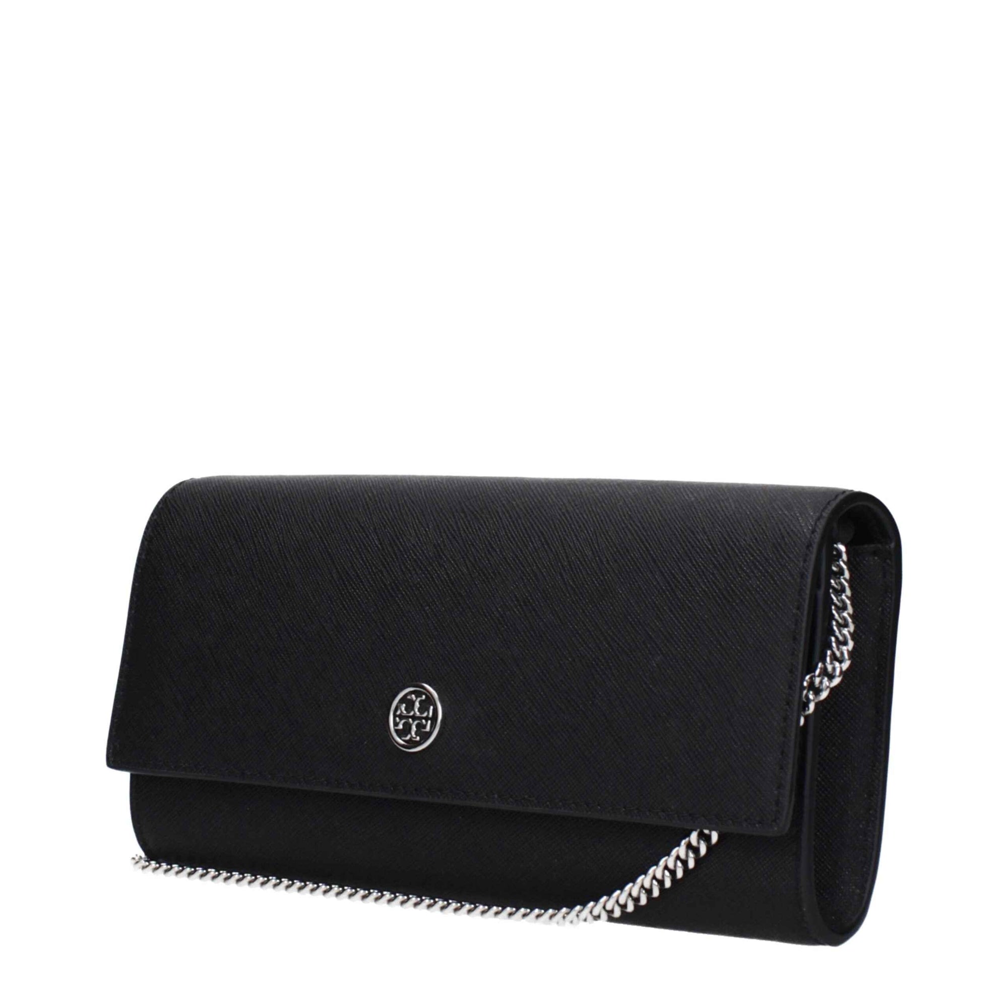 Tory Burch Black Leather Clutch Bag