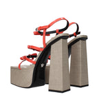 Versace Orange Leather Platforms