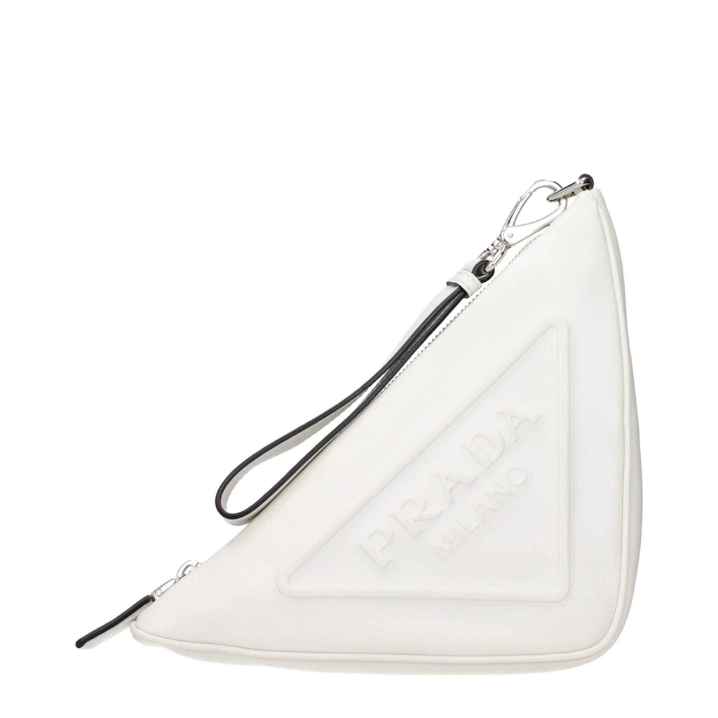 Prada White Leather Clutch Bag