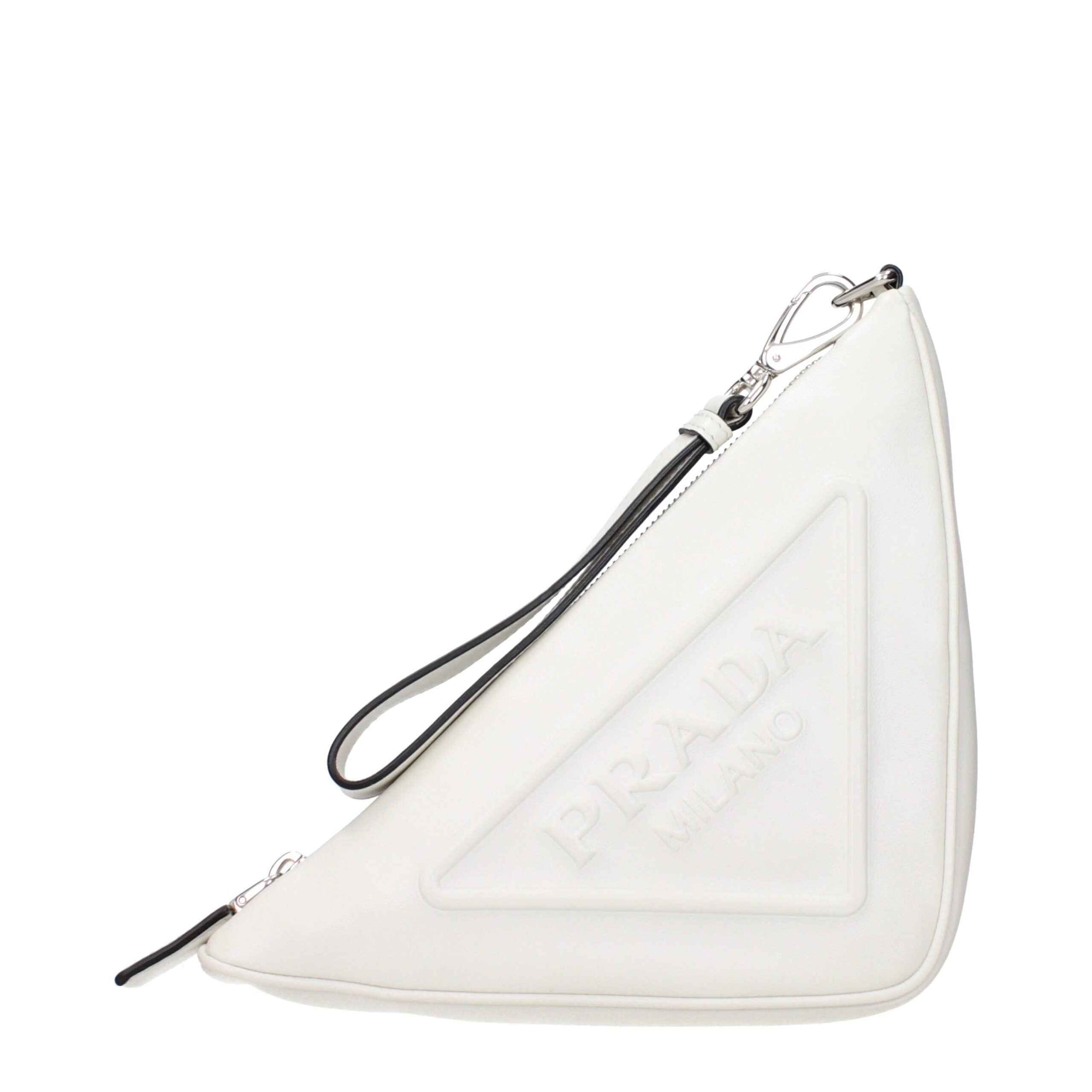 Prada White Leather Clutch Bag