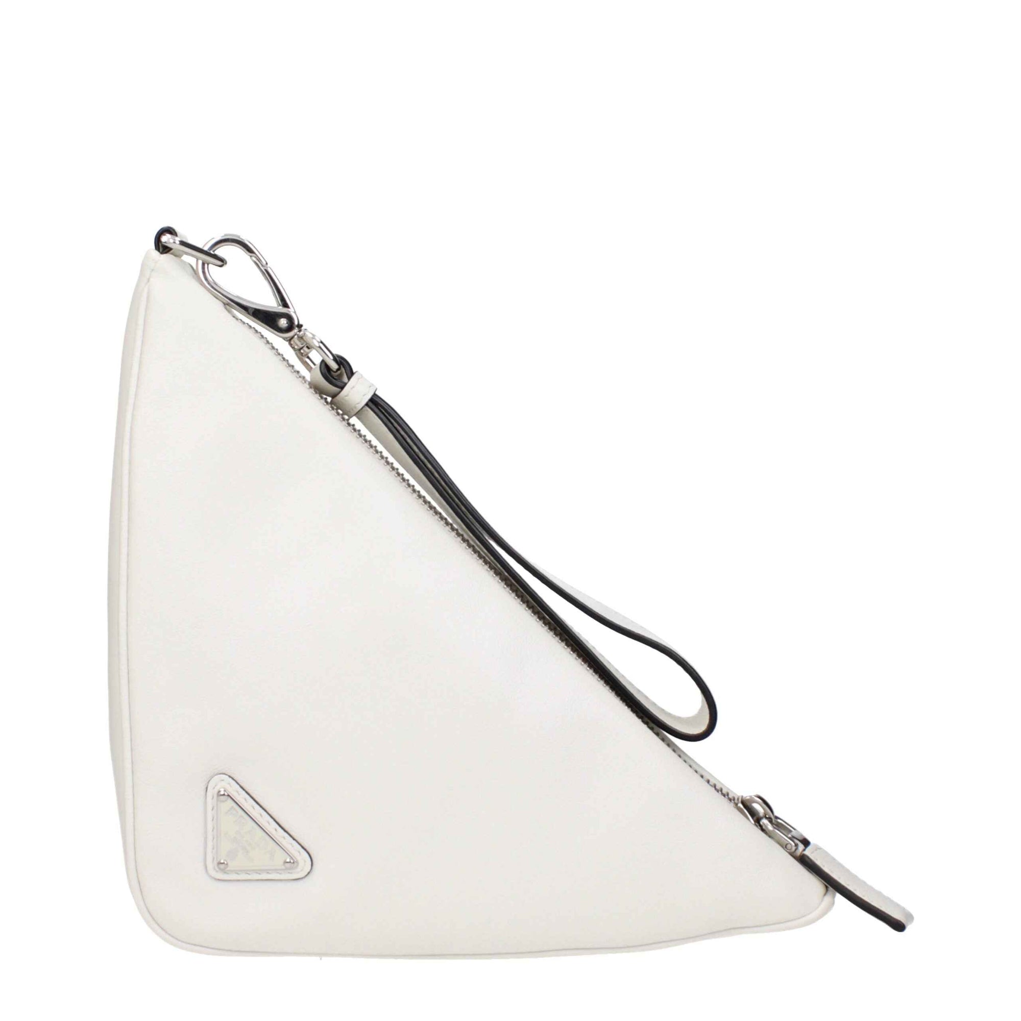 Prada White Leather Clutch Bag