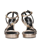 Versace Gold Leather Stiletto Heels Sandals