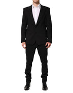 Dolce & Gabbana Black Cotton Single Breasted 2 Piece Suit