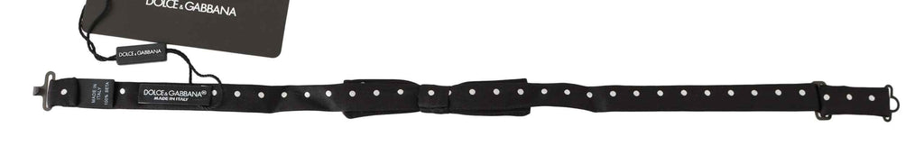 Dolce & Gabbana Black 100% Silk Polka Dot Adjustable Neck Bow Tie