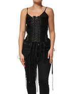 Dolce & Gabbana Black Eyelet Embellished Corset Style Top