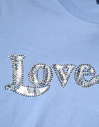 PINKO Blue Love Story Sequined Embellished Short Sleeves T-shirt