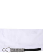 Dolce & Gabbana White Crystal Embellished Collared Shirt Top