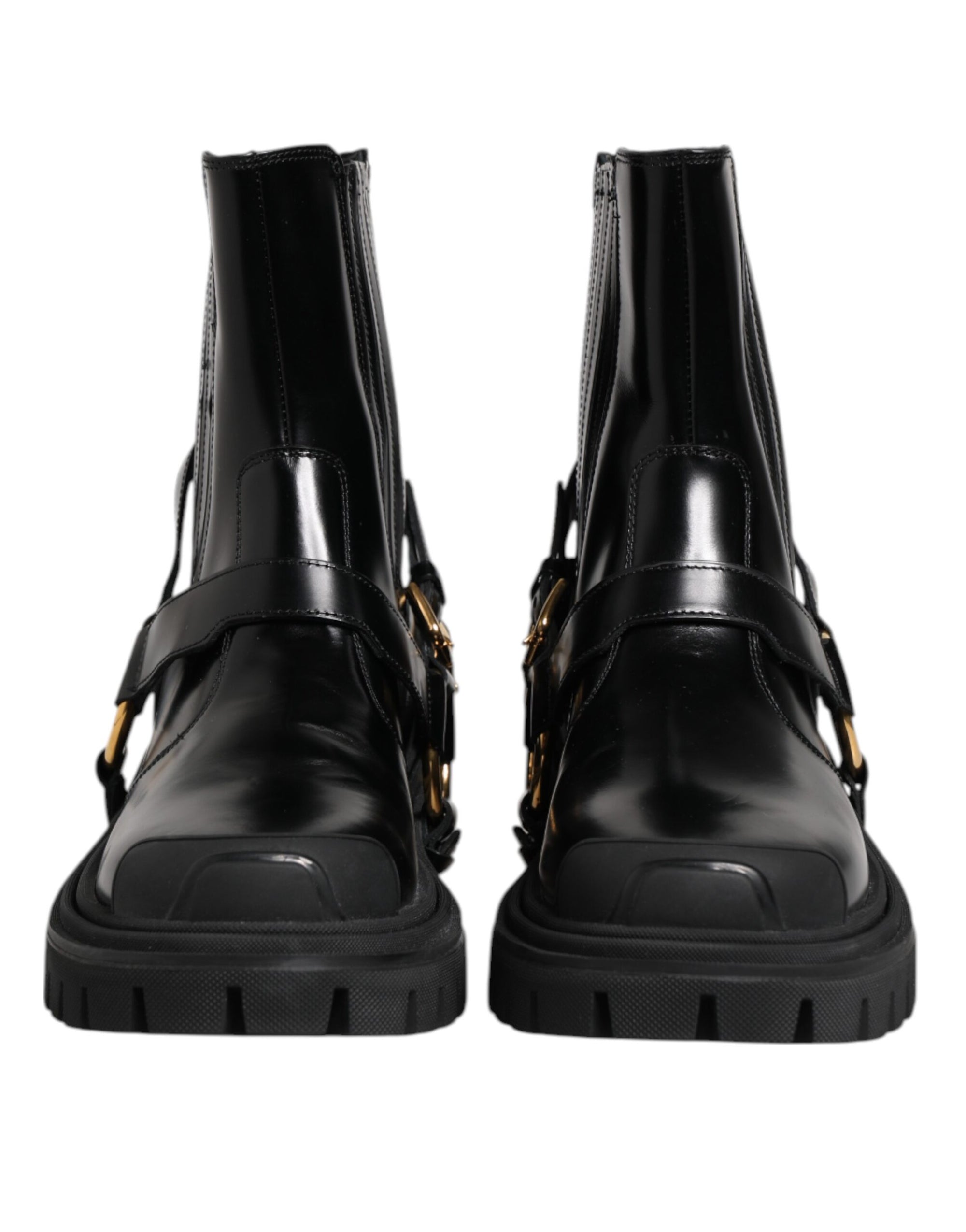 Dolce & Gabbana Black Leather Chelsea Men Short Boots Shoes