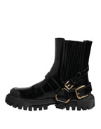 Dolce & Gabbana Black Leather Chelsea Men Short Boots Shoes